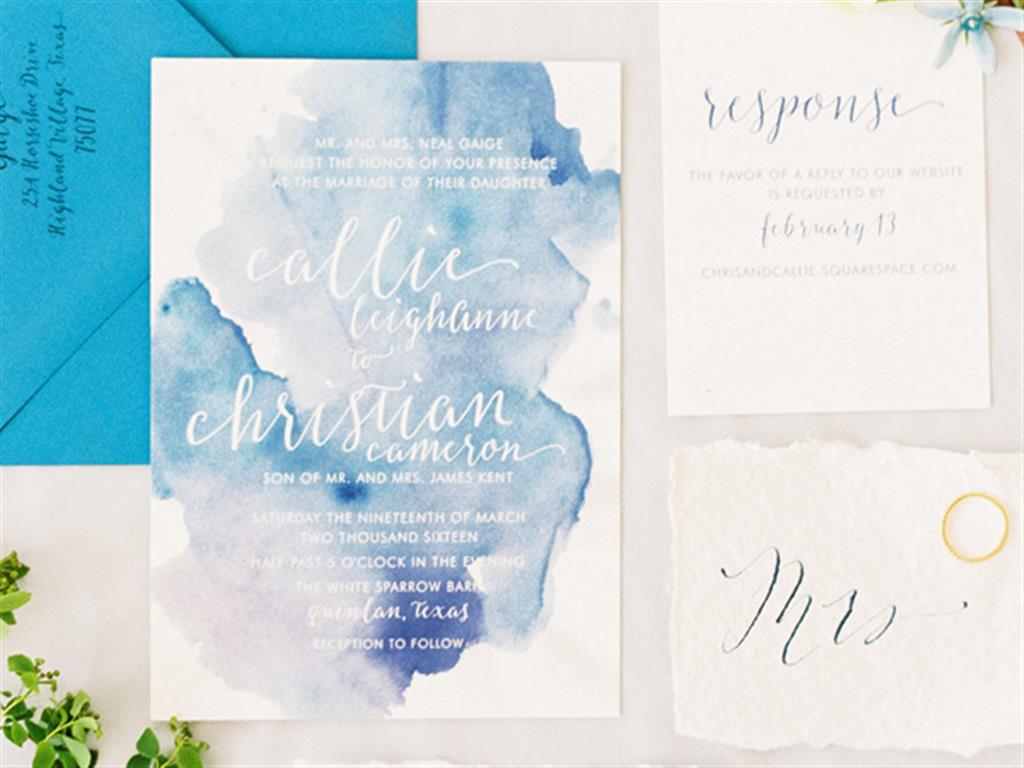 Thiệp cưới xanh Pastel