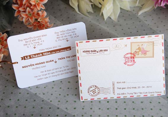 Mẫu thiệp cưới bì thư cách điệu