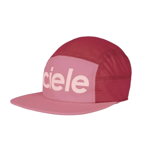 front view of ciele athletics GOCap Comp Century unisex running hat in deco rose merlot color