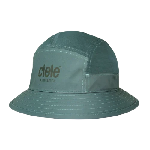 front view of ciele athletics GOBucket Comp Athletics unisex running bucket hat in silverpine color