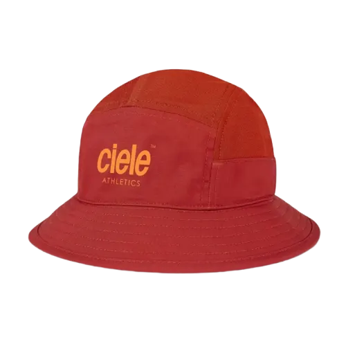 front view of ciele athletics GOBucket Comp Athletics unisex running bucket hat in clay color