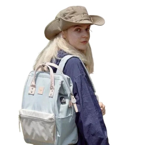 Stylish Himawari water-resistant canvas backpack in a sleek design, featuring handy side pockets and durable stitching.