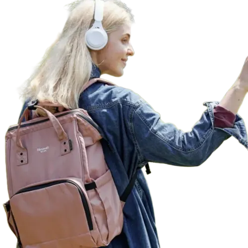 Stylish Himawari waterproof nylon backpack in a sleek design, featuring anti-theft protection and multiple compartments for secure, organized storage.