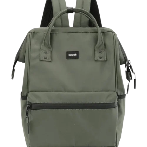 Stylish Himawari waterproof backpack in durable nylon, featuring padded straps, multiple pockets, and an external USB port for easy charging.