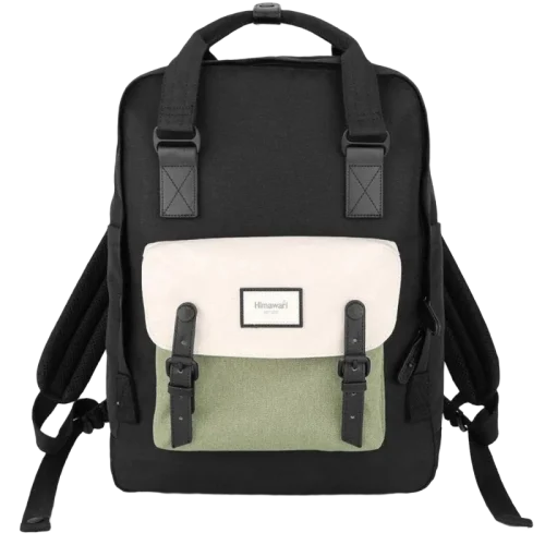 Stylish Himawari waterproof canvas backpack with handles, featuring durable nylon, leather accents, and spacious pockets.