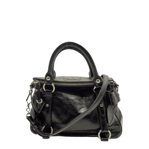 Miu Miu Handtasche Vitello Satchel klein schwarz