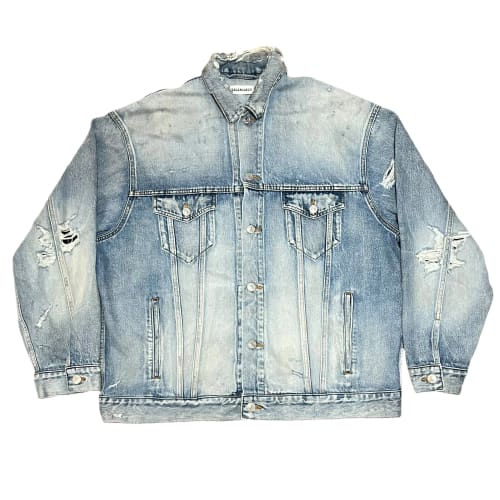 BALENCIAGA 2021SS DISTRESSED THRASH DENIM JACKET