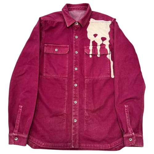 RICK OWENS DRKSHDW 2016AW "VOMIT" Red Splatter Denim Jacket with Signed by Rick Owens