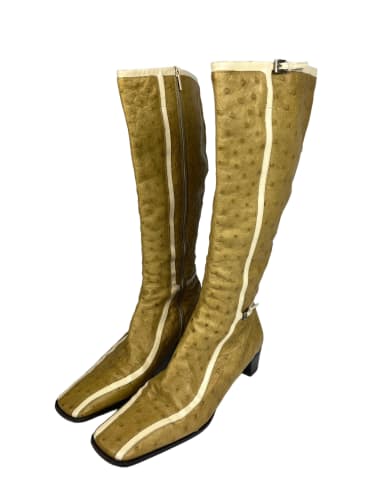 Prada Camel Ostrich Leather Boots SS 2000 - 39 IT/40 EU