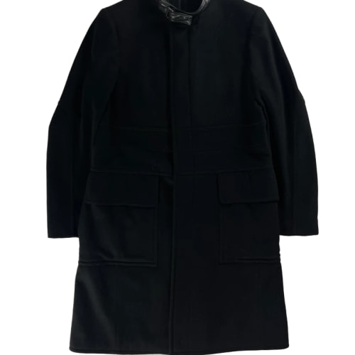 Gucci Black Wool Leather Belt Collar Long Coat FW 2000 - M