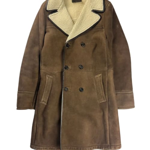 Prada Premium Leather Double Breasted Shearling Coat FW 2005 - M