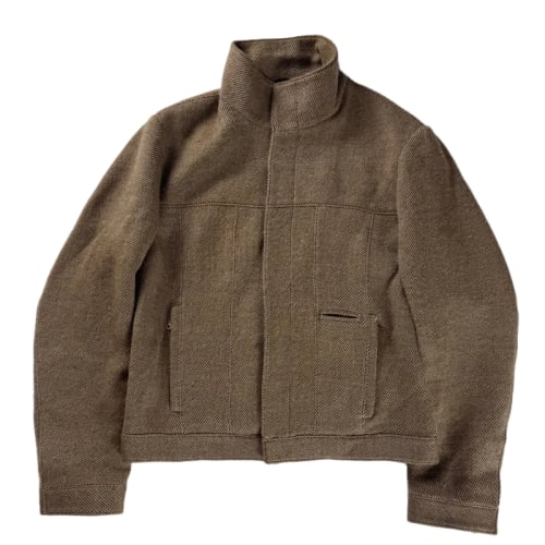 Prada Premium Textured Wool Minimalist Funnel Collar Jacket FW 1999 - L