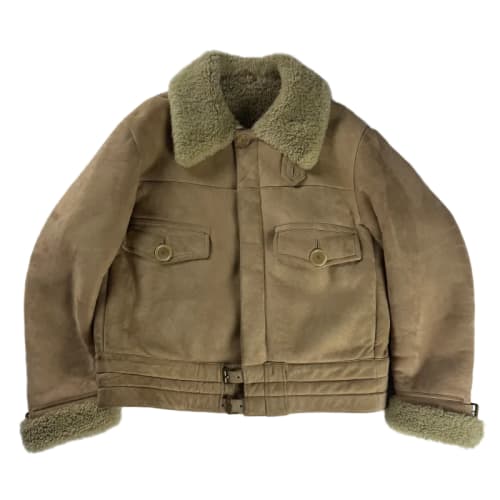 Gucci Tom Ford Suede Camel Shearling Jacket FW 2002 - XL