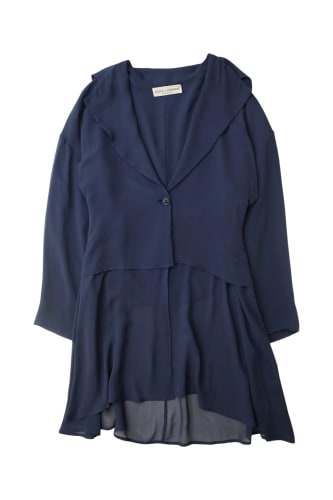 Silk Elongated Blue Blazer Shirt