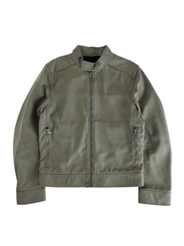 Prada Light Grey Modern Strapped Double Zip Nylon Moto Jacket SS 2000 - M