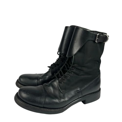 Prada Black Leather Commando Boots - 41,5 EU