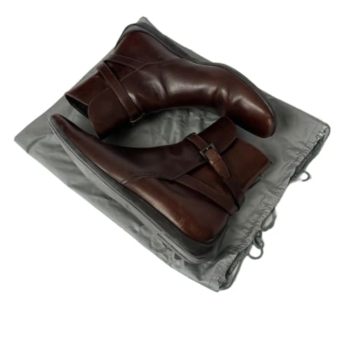 Prada Brown Leather Belted Boots FW 2011 - 44 EU