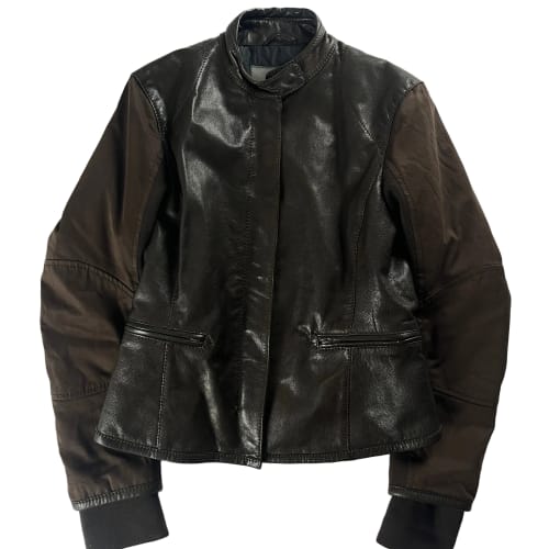 Prada Brown Leather Motor Jacket 2000s - XS