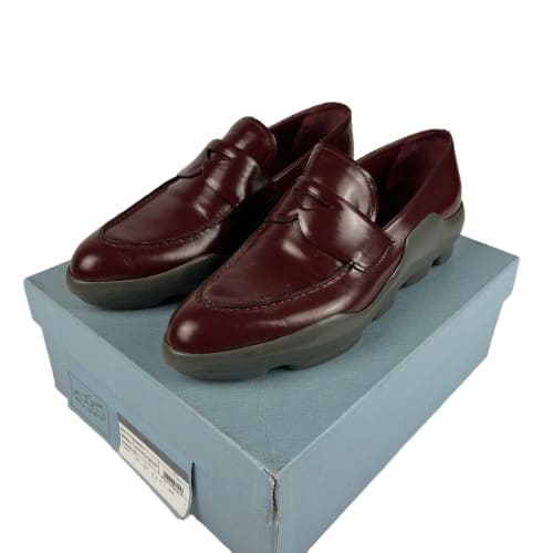 Prada Wine Red Leather Platform Loafers FW 2015 - 40 EU