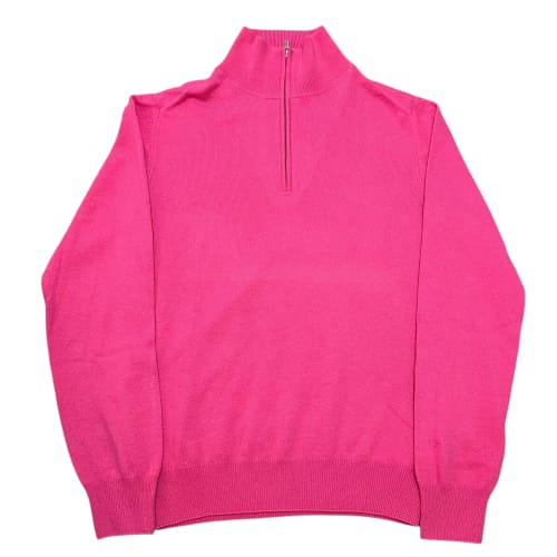 HERMES Cashmere Half Zip L/S Knit Sweater Pink