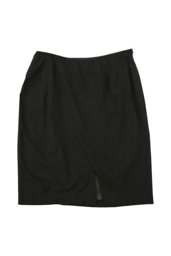 by Tom Ford F/W 1998 Leather Waist Wool Black Skirt