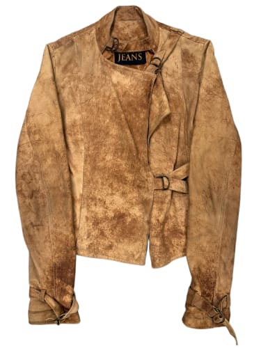 2000s Plein Sud eroded distressed bondage leather jacket