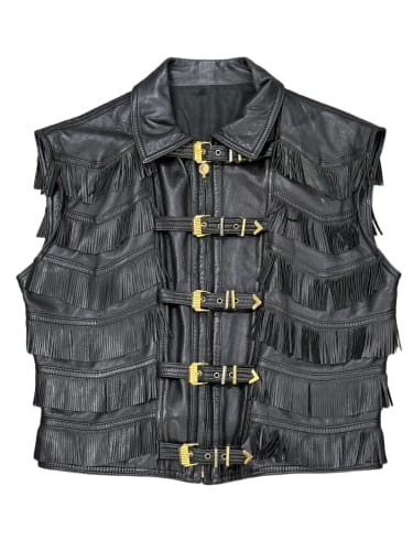 A/W1992 Gianni Versace bondage fringe leather vest
