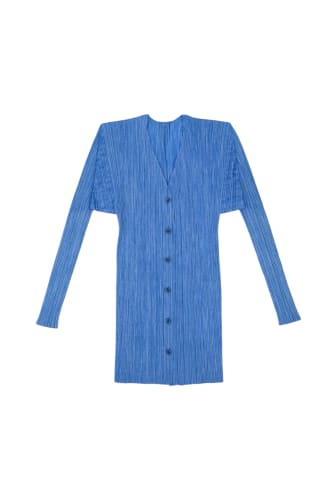 Pleats Please Blue Cardigan Long Sleeve Top