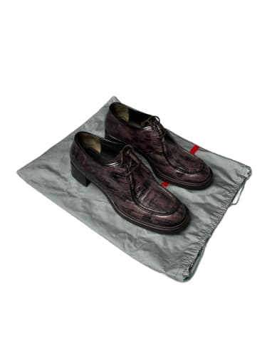 Prada Purple Snakeskin Leather Oxford Shoes 2000s - 38,5 IT/39,5 EU