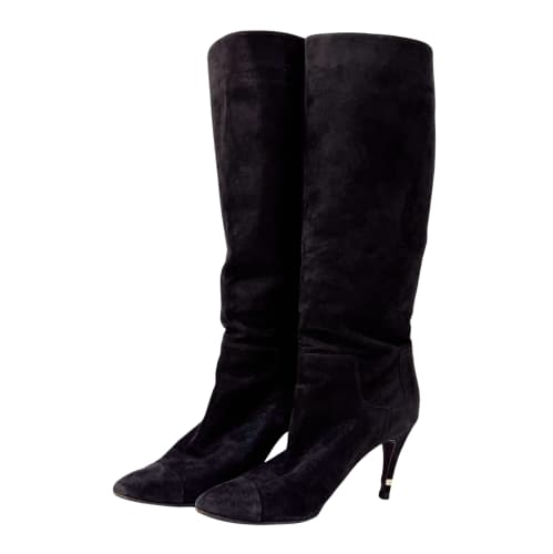 Size 36 1/2 Black Suede Tall Boots