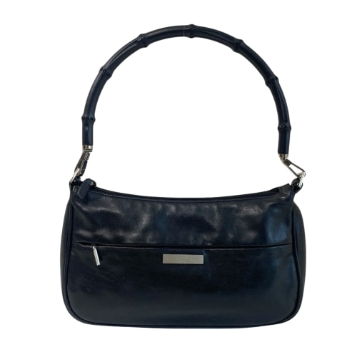 Black Bamboo Leather Shoulder Bag