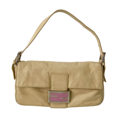 Baguette Beige Leather Shoulder Bag