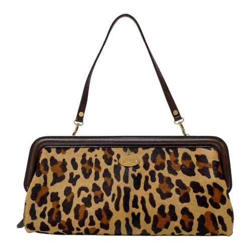 Vintage Brown Leopard Print Pony Hair Two Way Bag