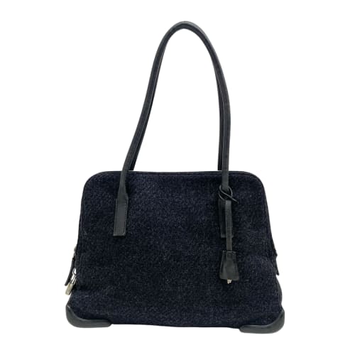 Vintage Black Wool Shoulder Bag