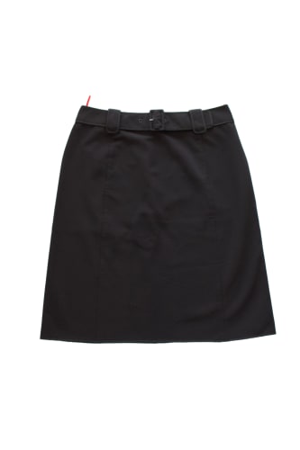 Prada 2000s black polyester belted midi-skirt