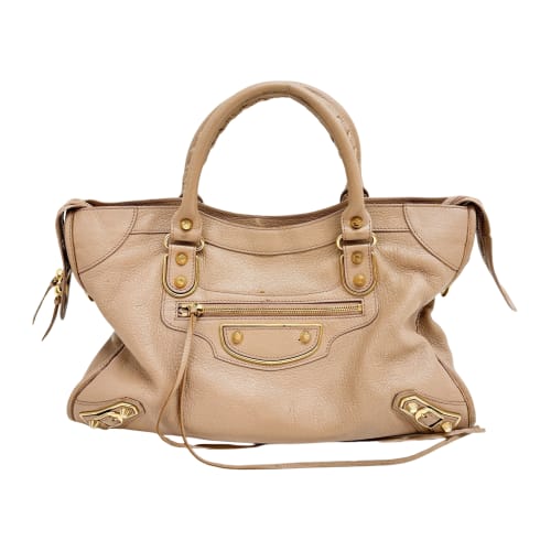 The Giant City Beige  Leather Two Way Bag