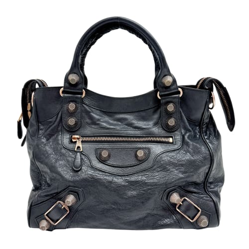 The Velo Black Calfskin Leather Two Way Bag