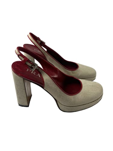 Prada Linen Inside Red Heels SS 1999 - 38 IT/39 EU