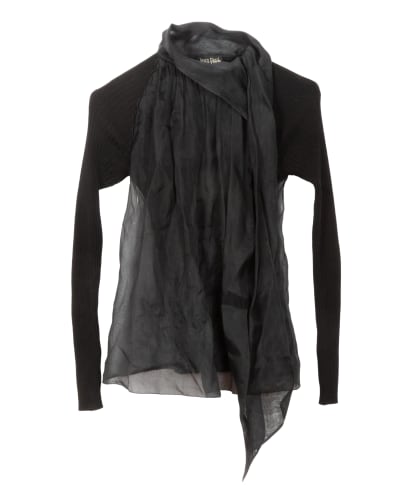 Black Sheer Overlay Knit Top