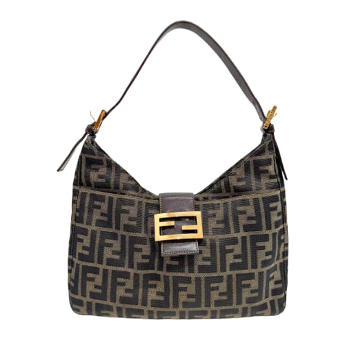 Mamma Baguette Brown Zucca Canvas Shoulder Bag