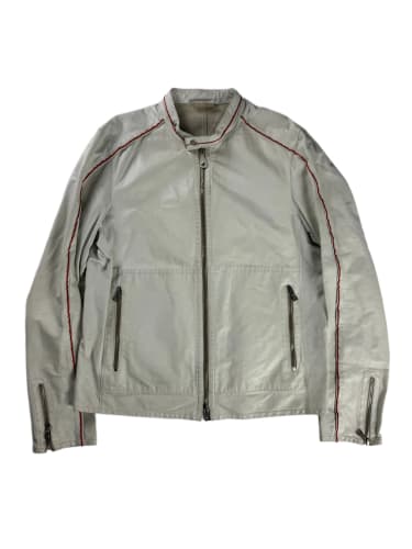 Prada Motolight White Light Leather Moto Jacket 2000s - L