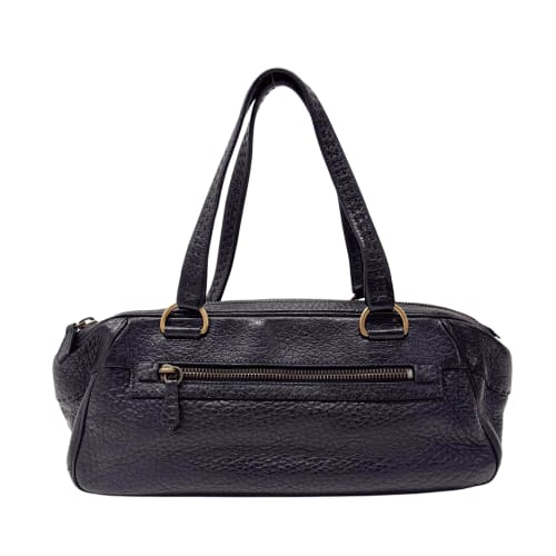 Black Grain Calfskin Leather Shoulder Bag