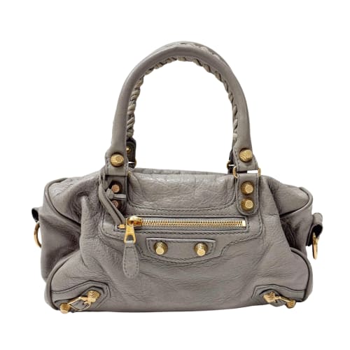 The City Mini Grey Calfskin Leather Two Way Bag