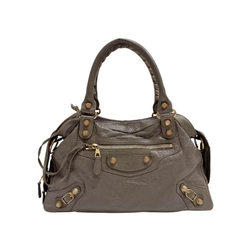 The First Grey Calfskin Leather Two Way Bag