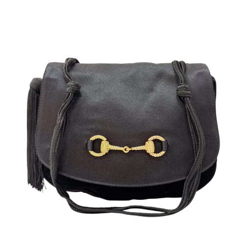 Horsebit Bijoux in Black Satin and Velvet Bag
