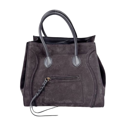 Luggage Black Suede Tote Bag