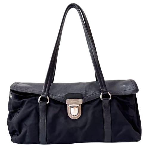 Black Nylon and Leather Shoulder Bag