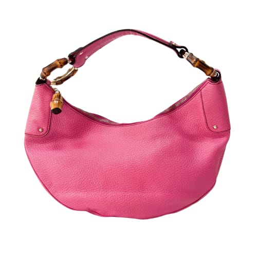 Bamboo Pink Leather Hobo Bag