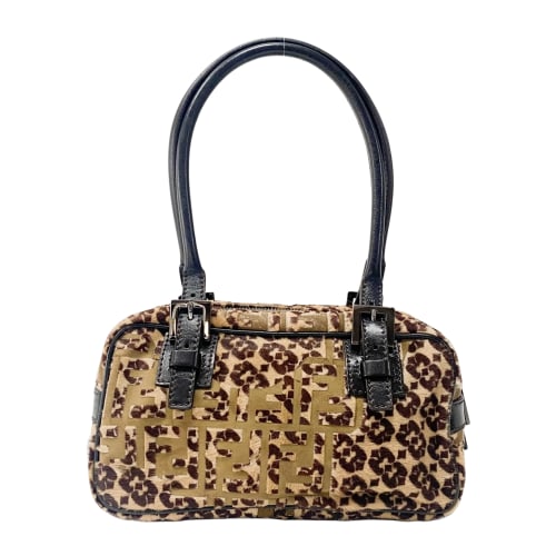 Zucca Leopard Print Pony Hair Shoulder Bag