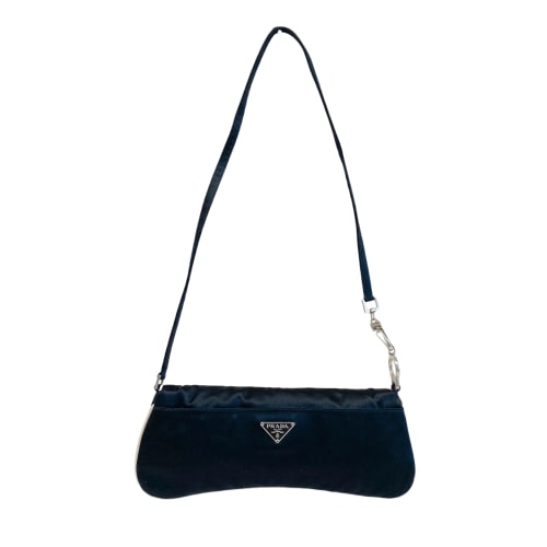 Black Satin Horizontal Shoulder Bag